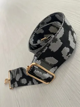 Woven Bag Strap - Grey & Black Leopard